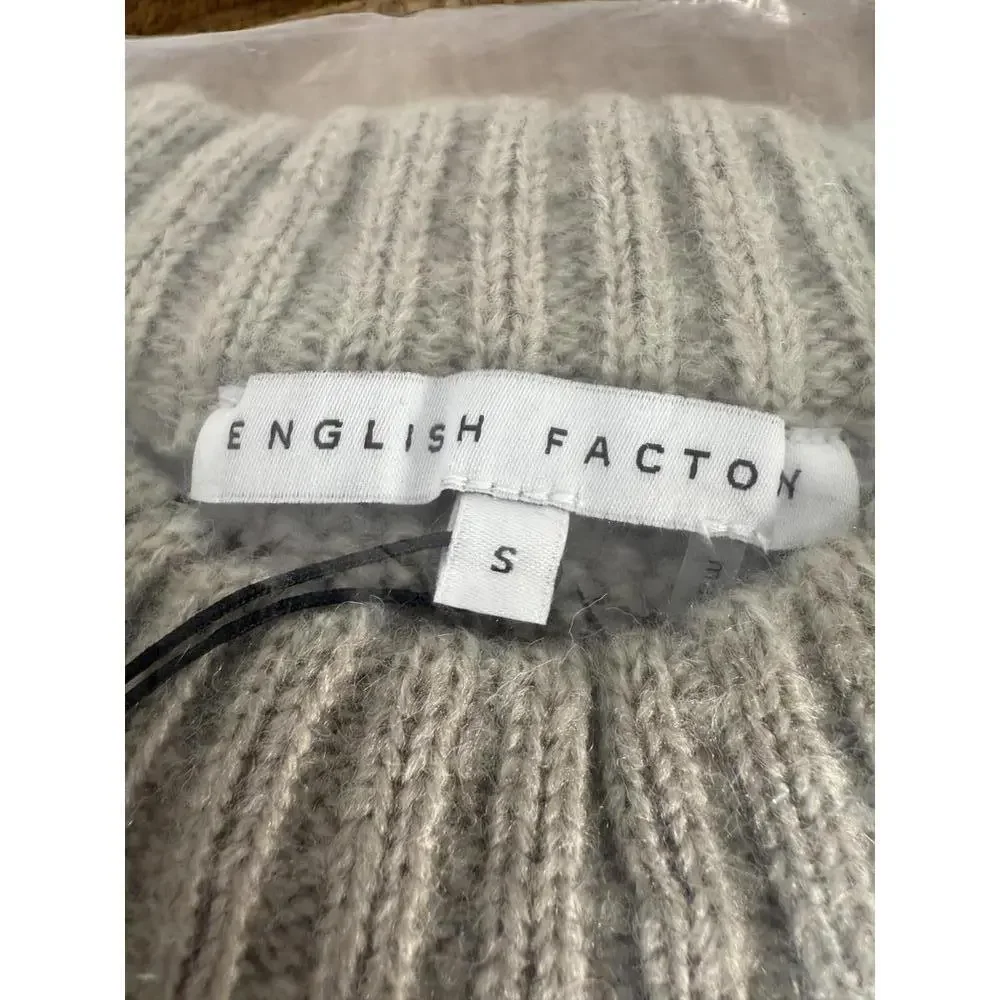 NWT English Factory Fuzzy Knit Sweater Heather Gray Size S - Picture 4 of 5